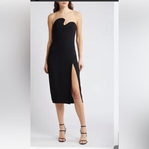 New Amanda Uprichard black Puzzle Strapless Midi Dress